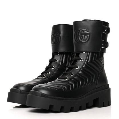 Gucci Nappa Frances GG Matelasse Platform Combat Boots 38 Black 3 of 7