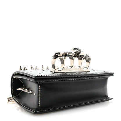 Alexander McQueen Calfskin Spike Studded Knuckle Satchel Black Silver 4 of 9