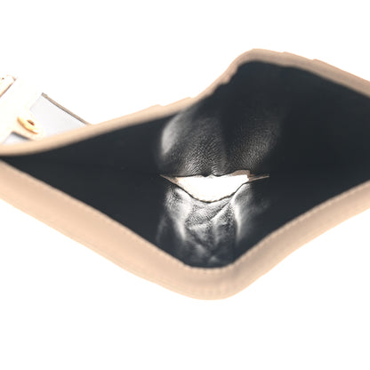Saint Laurent Grain De Poudre Matelasse Chevron Monogram Zipped Card Case Nude Powder 6 of 9