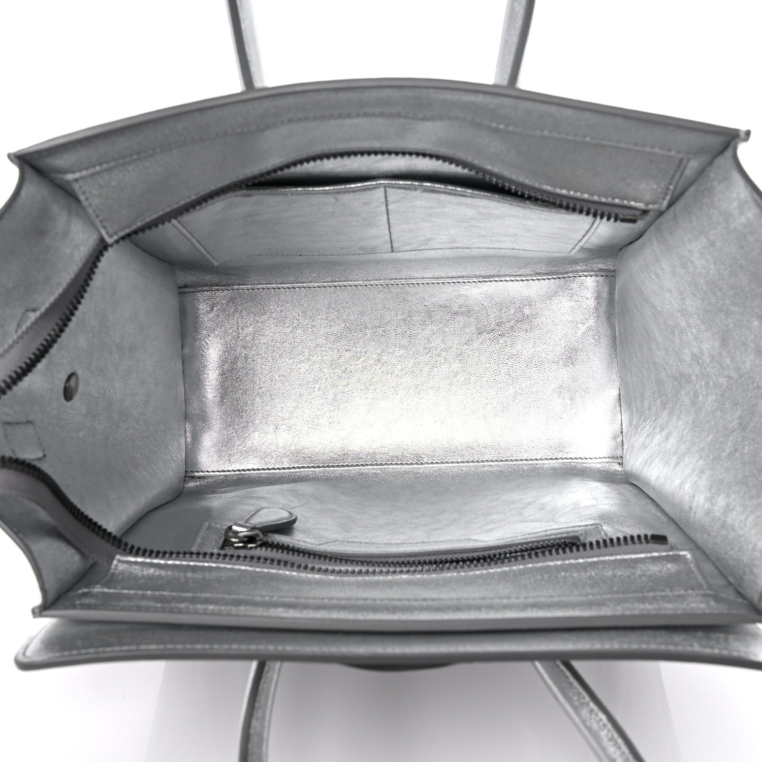 Celine Laminated Lambskin Micro Luggage Silver 4 of 18