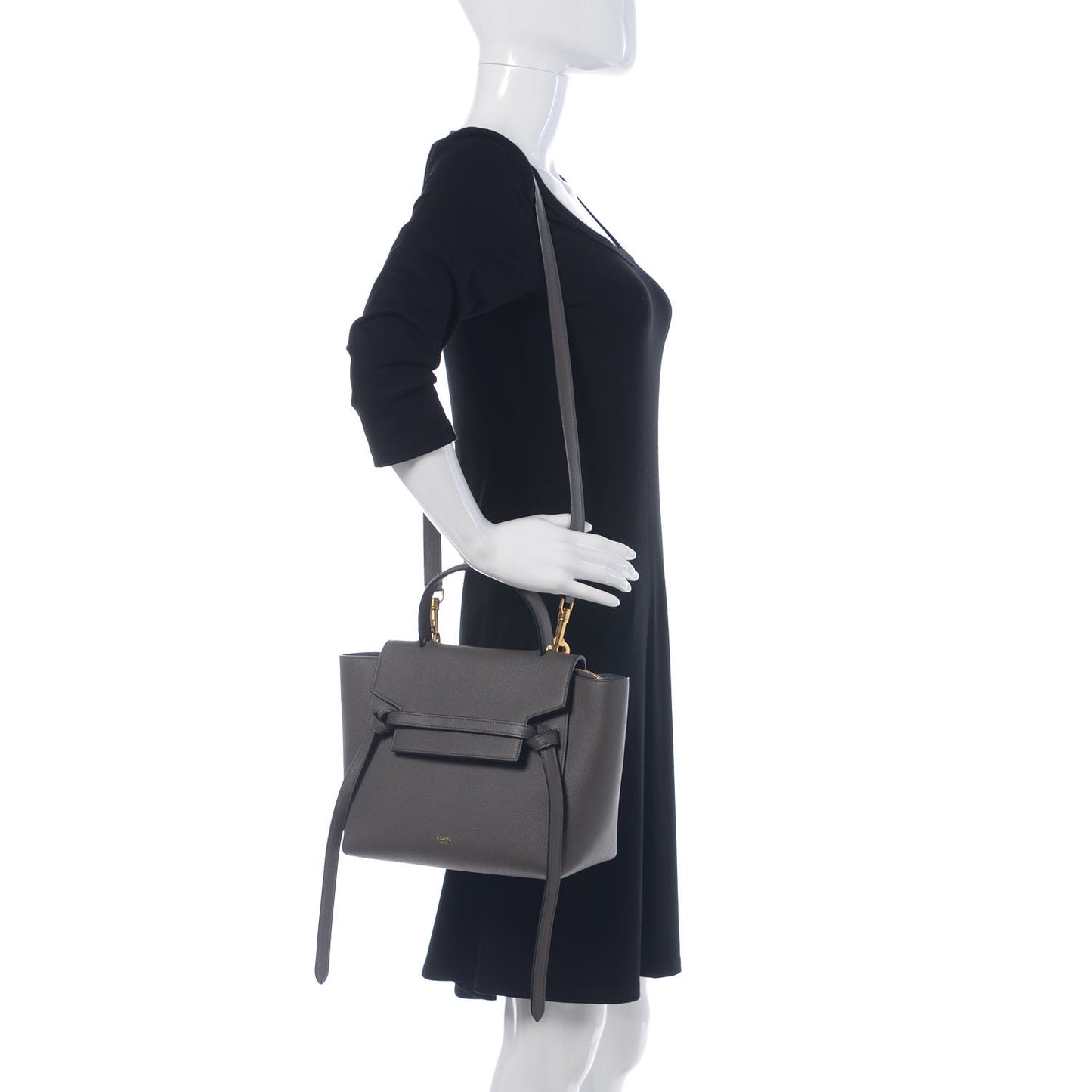 Grained Calfskin Micro Belt Bag Grey