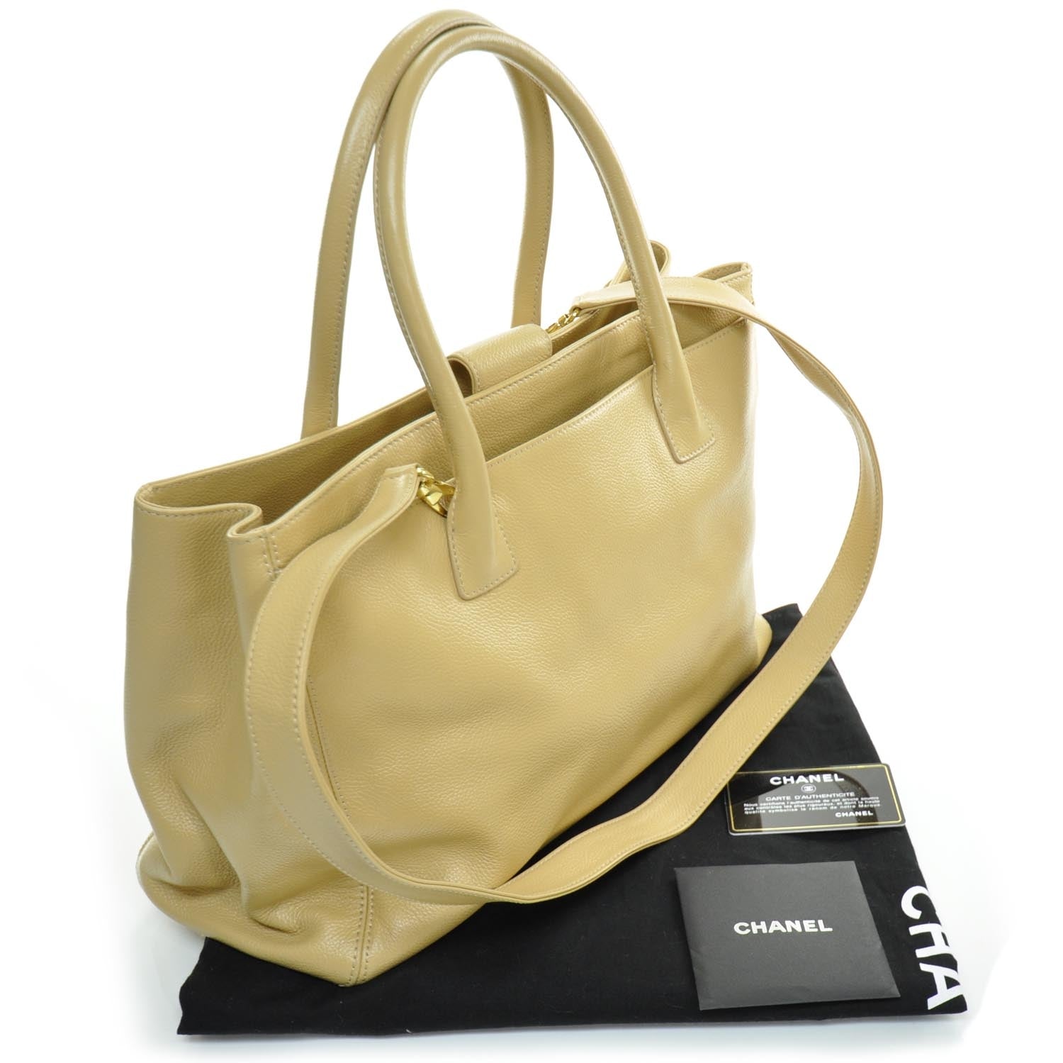Chanel Caviar Cerf Shopper Tote Beige 3 of 3