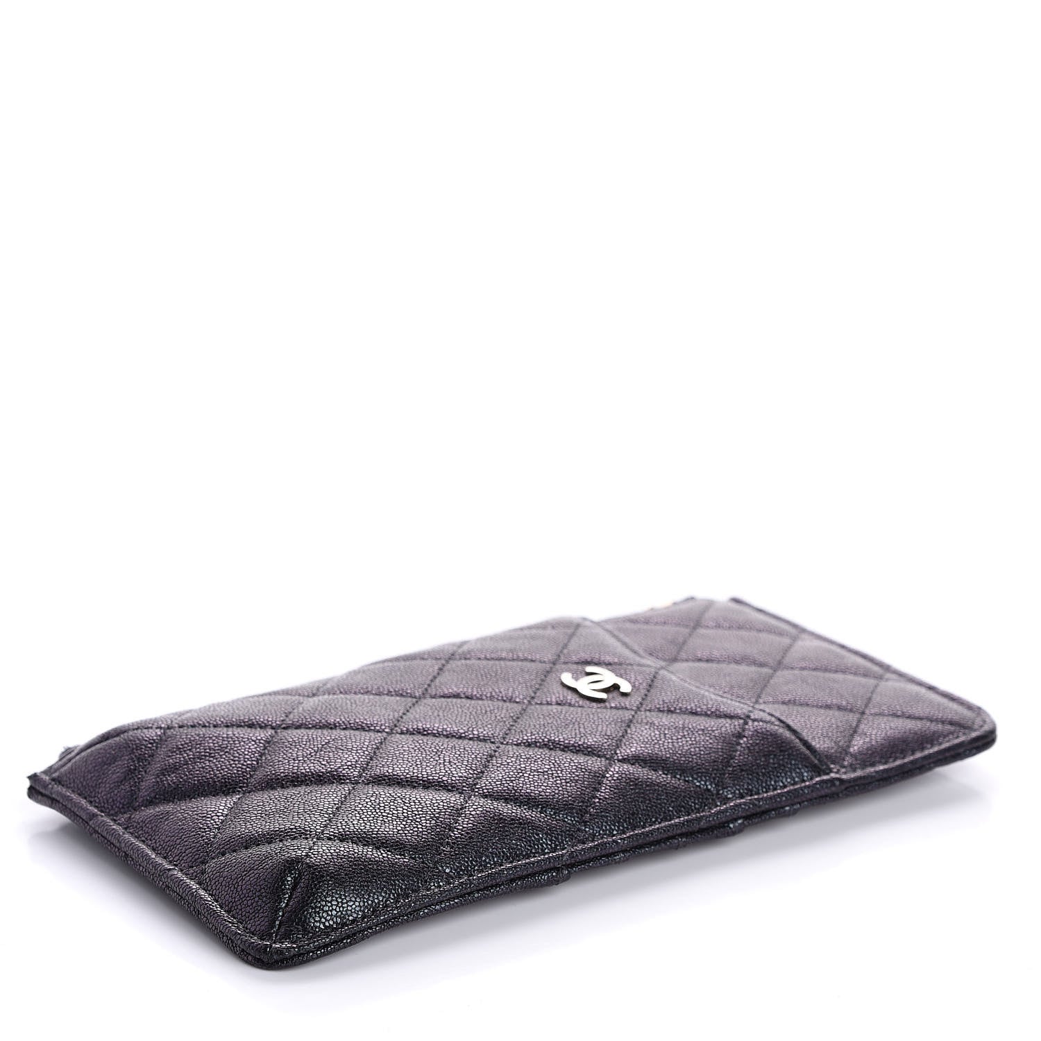 Chanel Iridescent Caviar Quilted Classic Flat Wallet Pouch Black 4 of 9