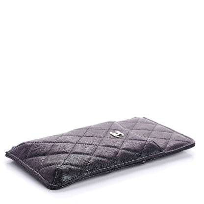 Chanel Iridescent Caviar Quilted Classic Flat Wallet Pouch Black 4 of 9