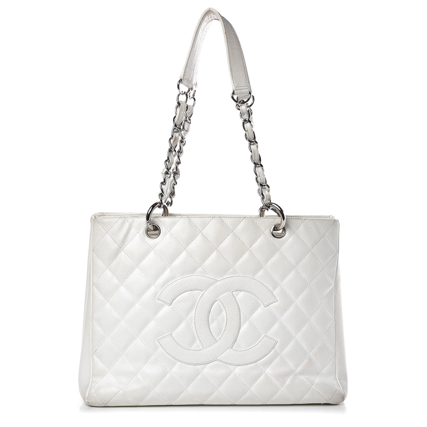 Chanel Caviar Quilted Grand Shopping Tote GST White 1 of 27