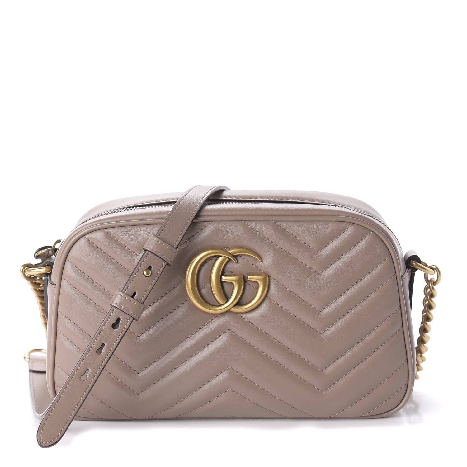 Gucci Calfskin Matelasse Small GG Marmont Chain Shoulder Bag Porcelain Rose 1 of 11