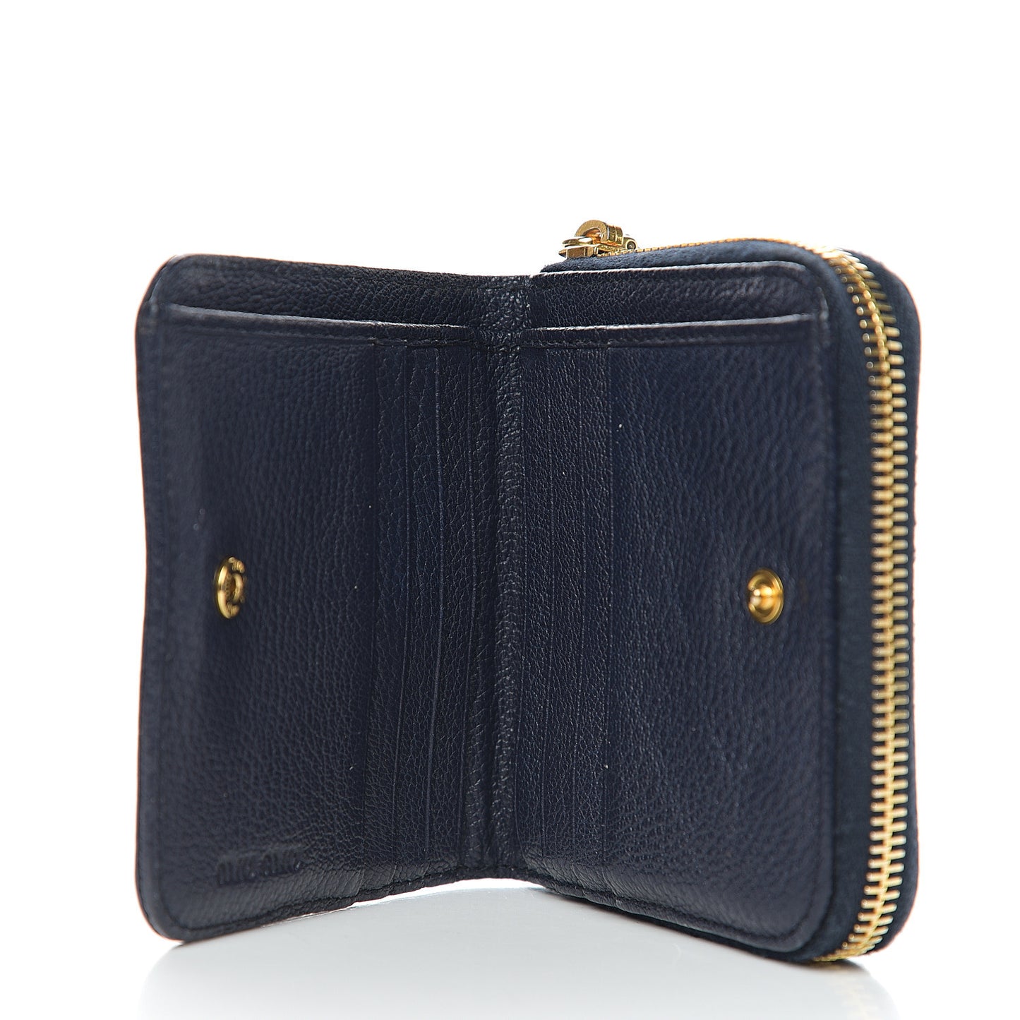 Goatskin Madras Zip Compact Wallet Navy