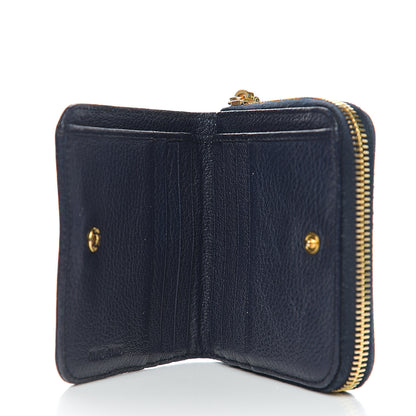 Miu Miu Goatskin Madras Zip Compact Wallet Navy 4 of 7