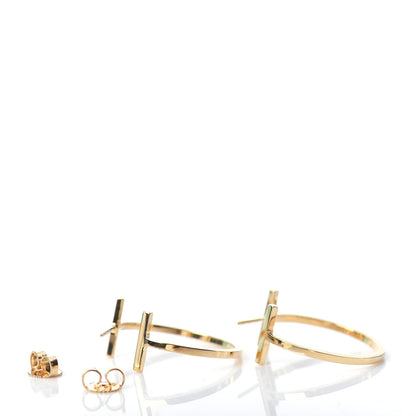 Tiffany 18K Yellow Gold Medium T Wire Hoop Earrings 3 of 4