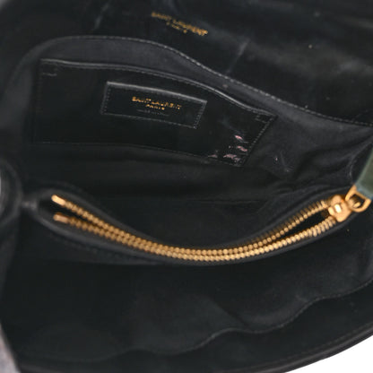 Saint Laurent Calfskin Matelasse Chevron Studded Monogram Medium College Bag Black 5 of 10
