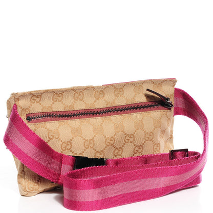 Gucci GG Monogram Web Double Pocket Belt Bag Pink 3 of 6