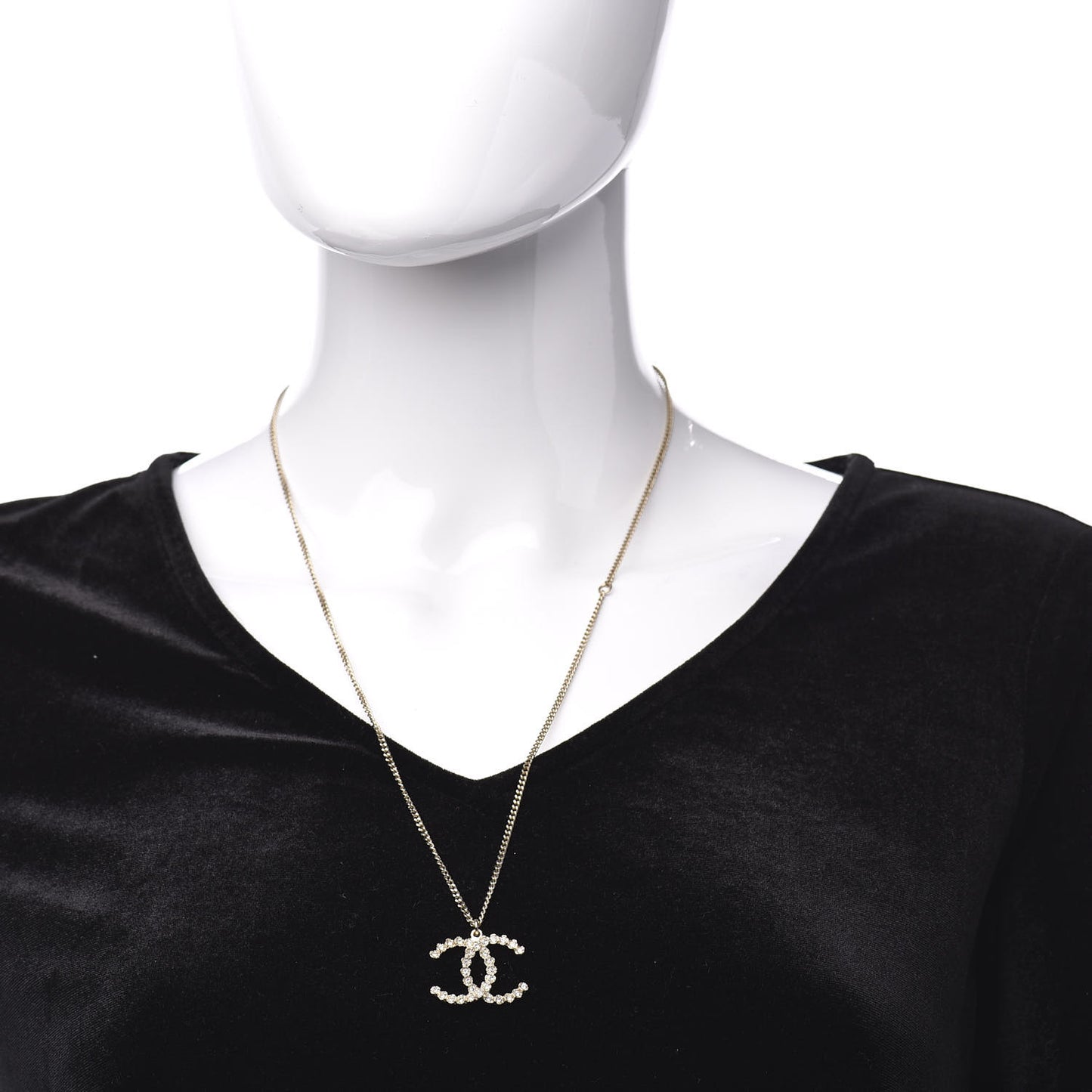 Crystal CC Pendant Necklace Gold
