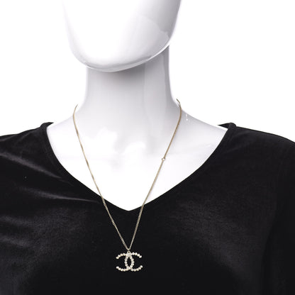 Chanel Crystal CC Pendant Necklace Gold 2 of 5