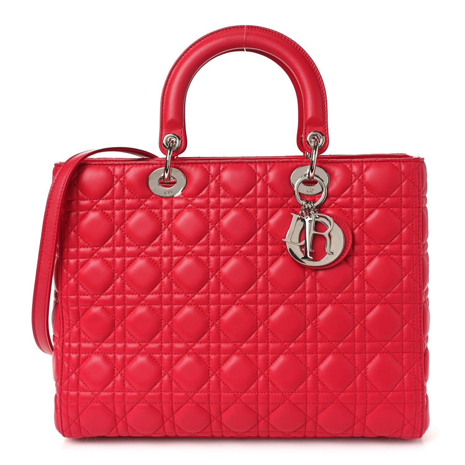 Christian Dior CHRISTIAN DIOR Lambskin Cannage Large Lady Dior Fuchsia 1 of 10
