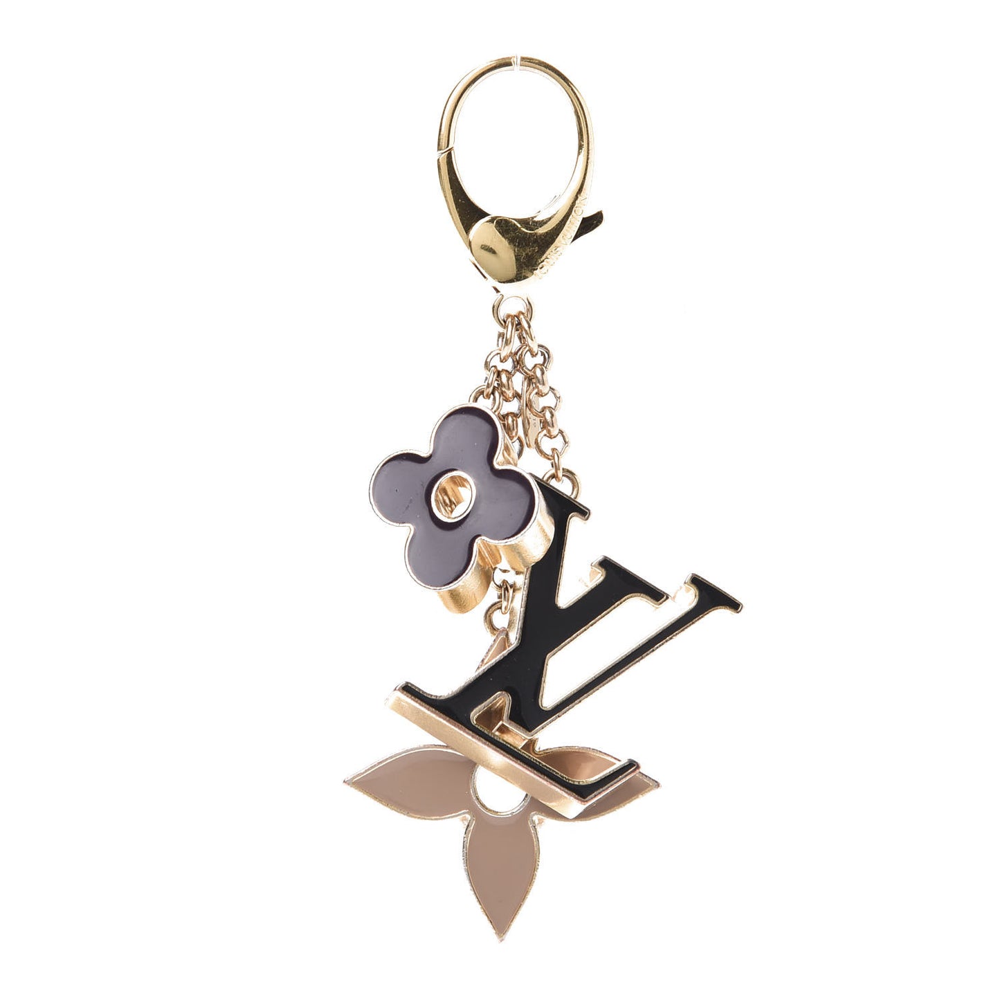 Fleur De Monogram Bag Charm Dore