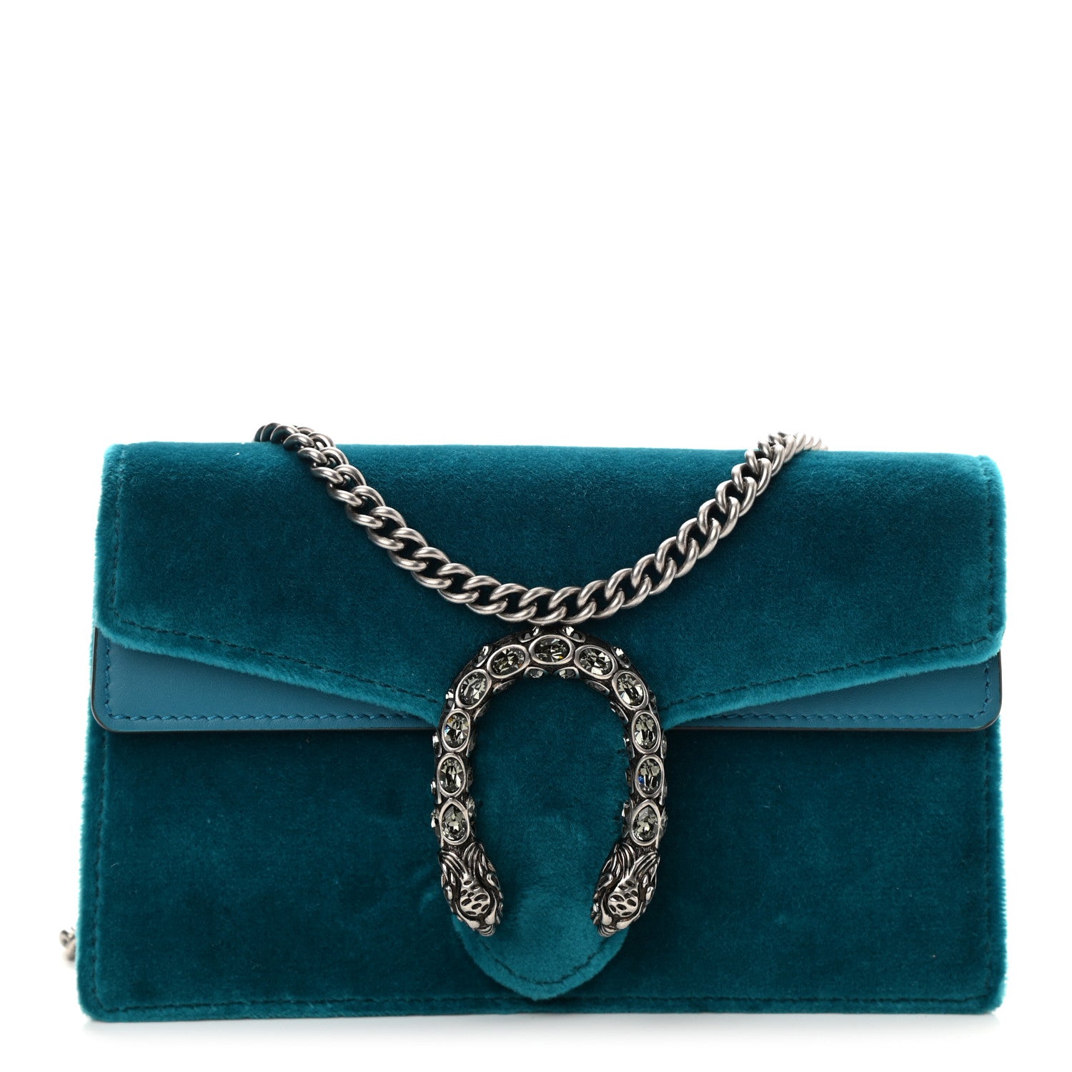 Gucci Velvet Super Mini Dionysus Shoulder Bag Pavone Cyan 1 of 7