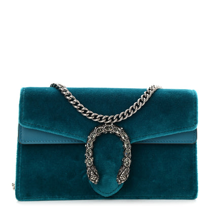 Gucci Velvet Super Mini Dionysus Shoulder Bag Pavone Cyan 1 of 7