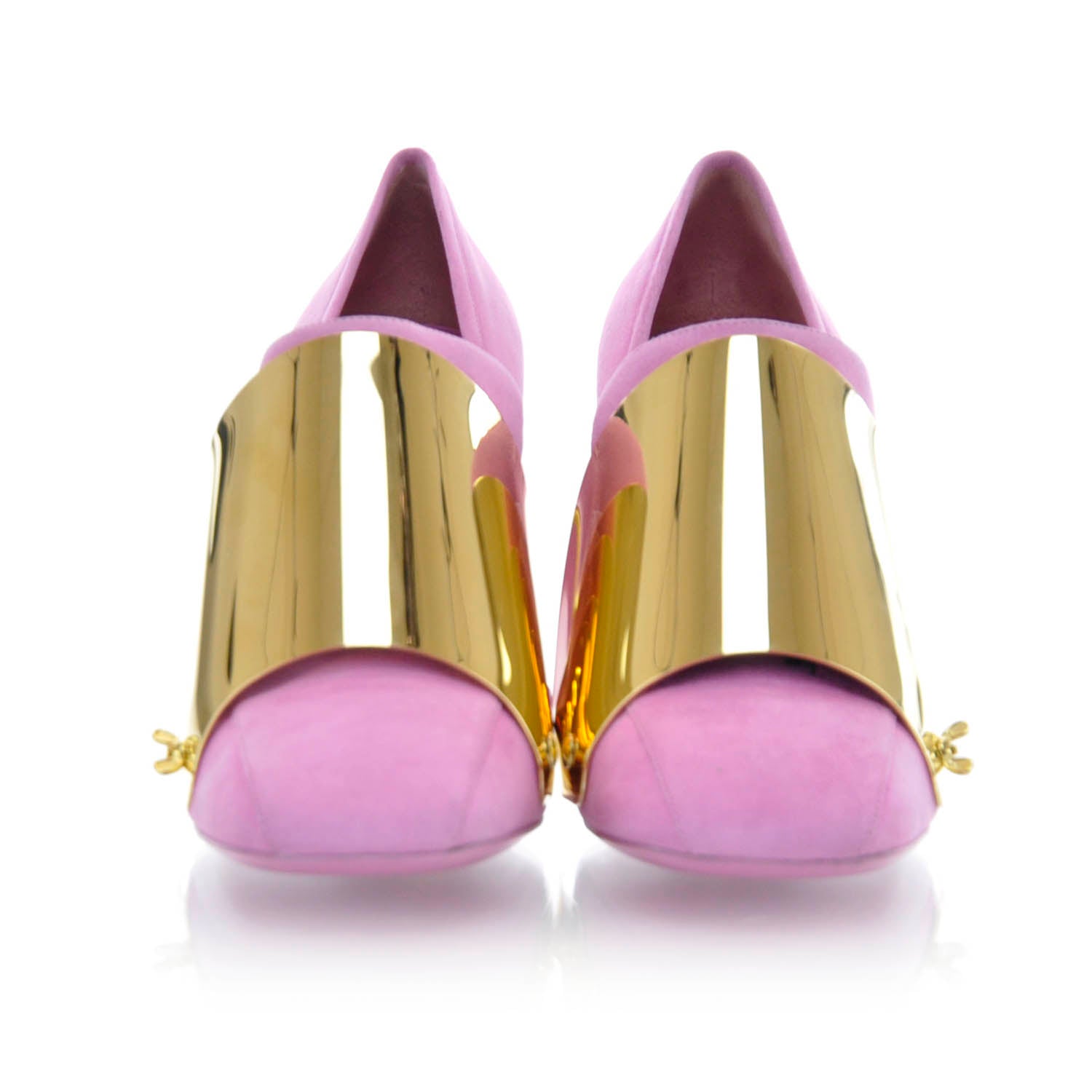 Saint Laurent Suede Shield Loafer Pumps 41 Pink 4 of 7