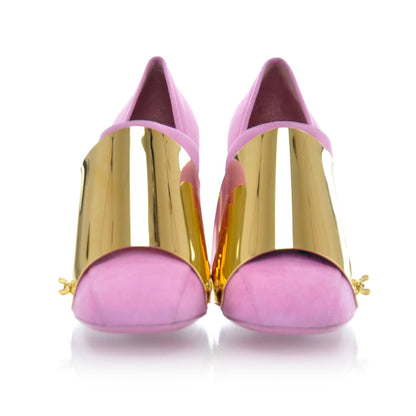 Saint Laurent Suede Shield Loafer Pumps 41 Pink 4 of 7