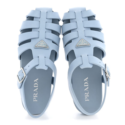 Prada Foam Rubber Metal Triangle Logo Cage Sandals 40 Cielo 2 of 10