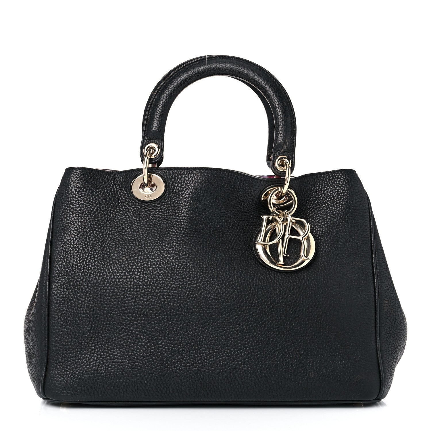 Christian Dior Bullcalf Large Diorissimo Tote Black Rose Indien 3 of 30