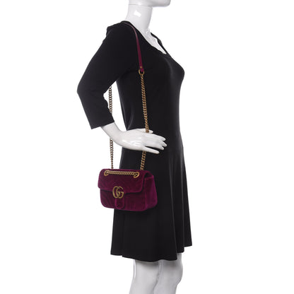 Gucci Velvet Matelasse Mini GG Marmont Shoulder Bag Fuchsia Violet Cyclamen 2 of 10