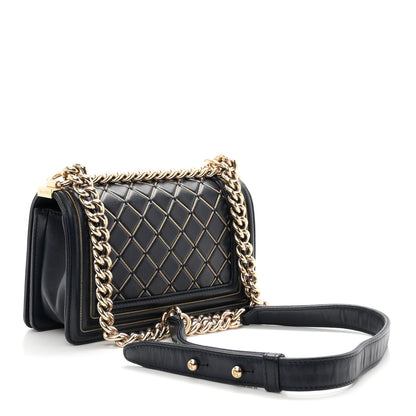 Chanel Lambskin Chain Quilted Small Boy Flap Navy 3 of 10