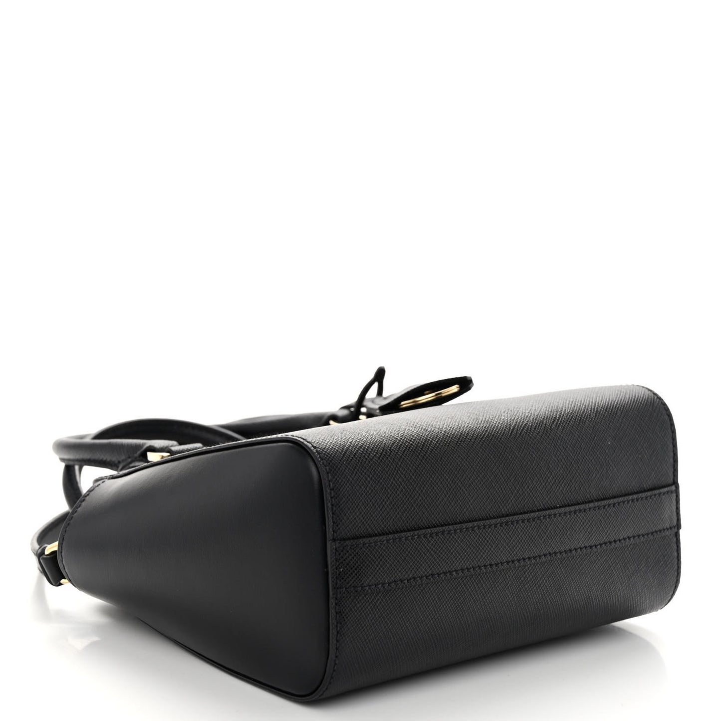 Saffiano Soft Calfskin Mini Zippered Crossbody Tote Black