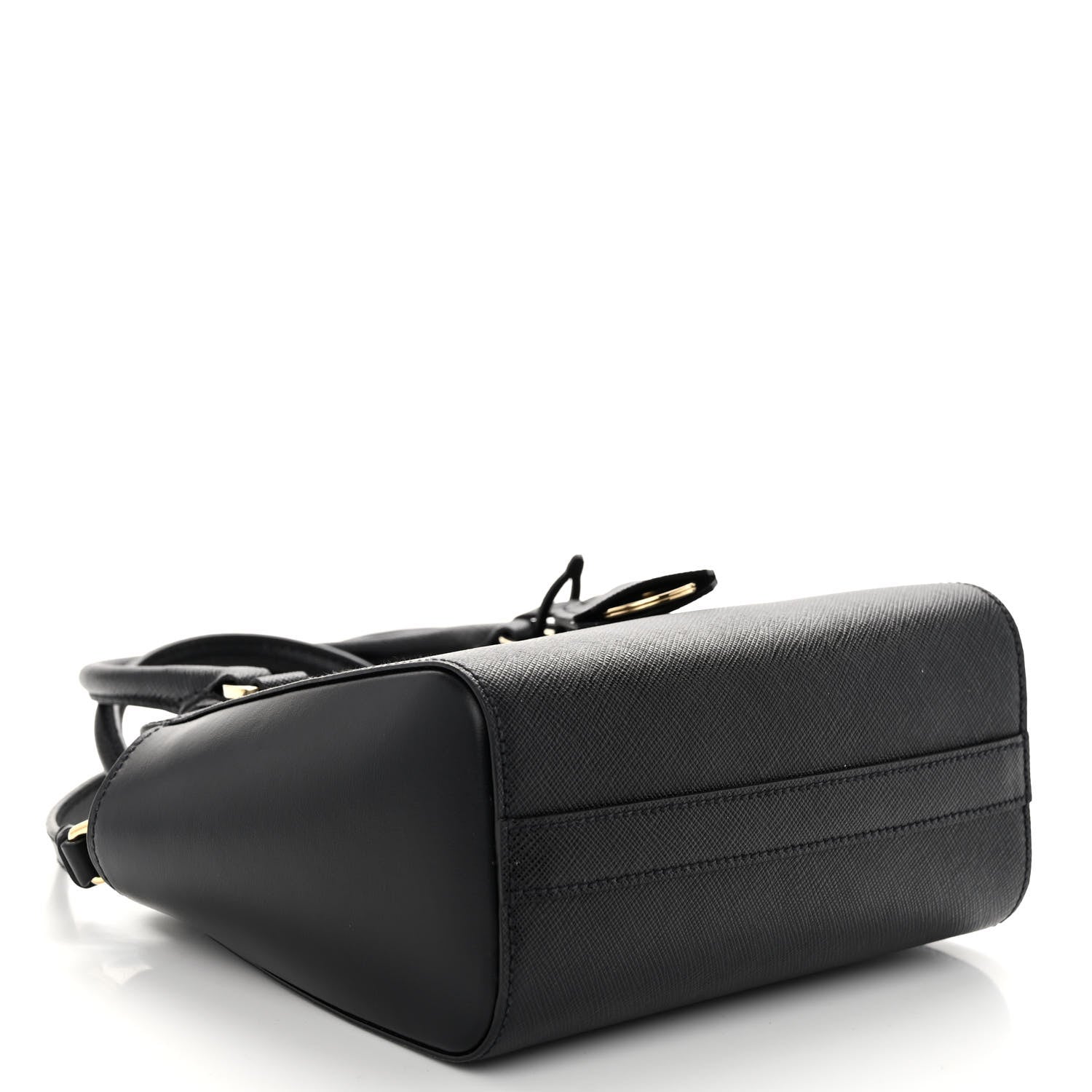 Prada Saffiano Soft Calfskin Mini Zippered Crossbody Tote Black 4 of 9