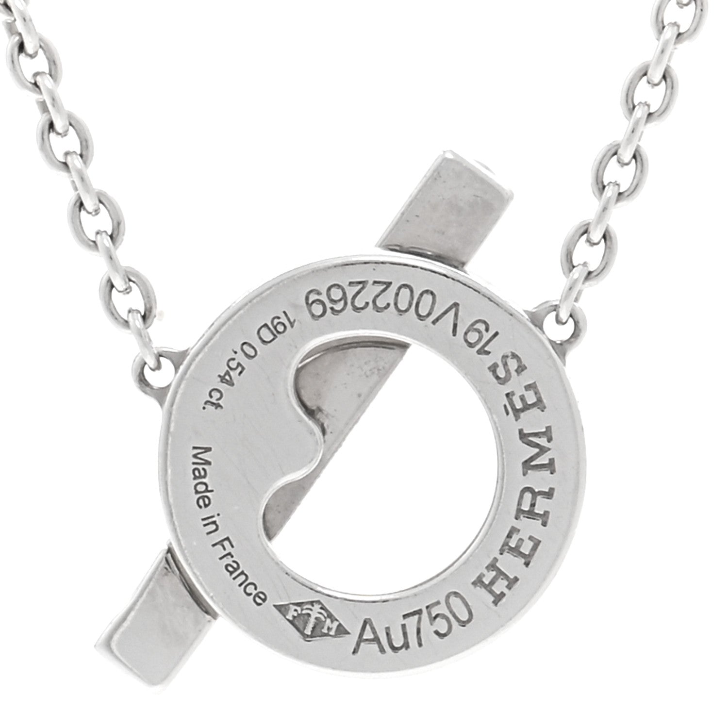 Hermes 18K White Gold Diamond Finesse Pendant Necklace 4 of 5