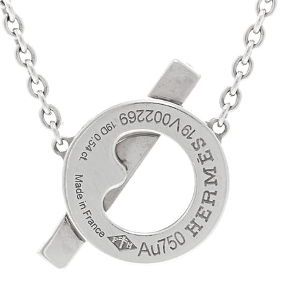 Hermes 18K White Gold Diamond Finesse Pendant Necklace 4 of 5
