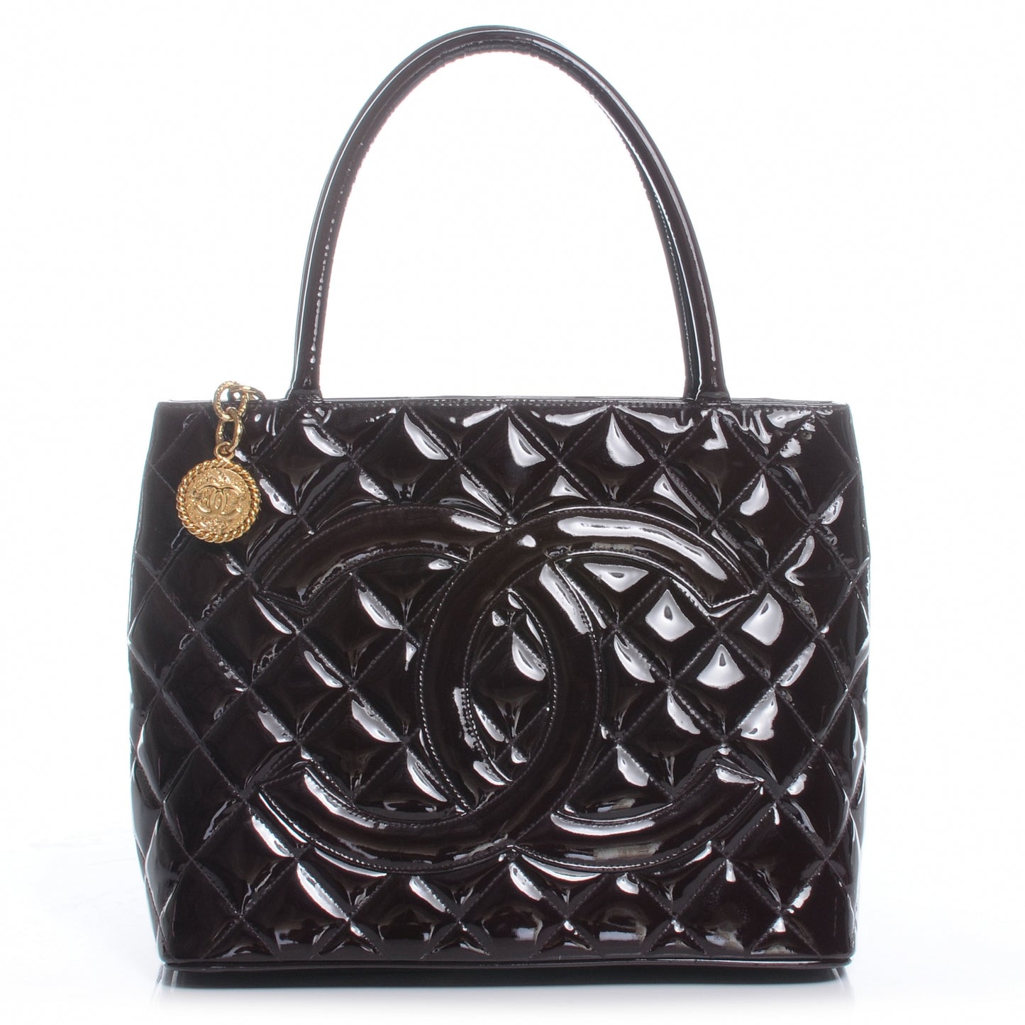Patent Medallion Tote Bordeaux