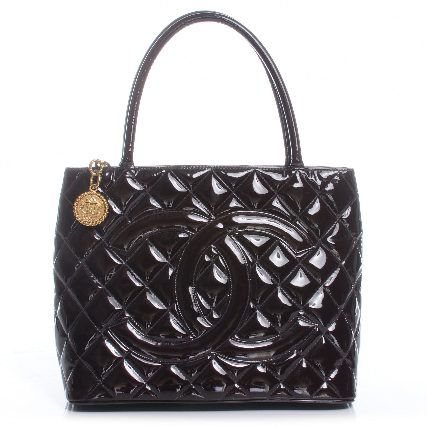 Chanel Patent Medallion Tote Bordeaux 1 of 7