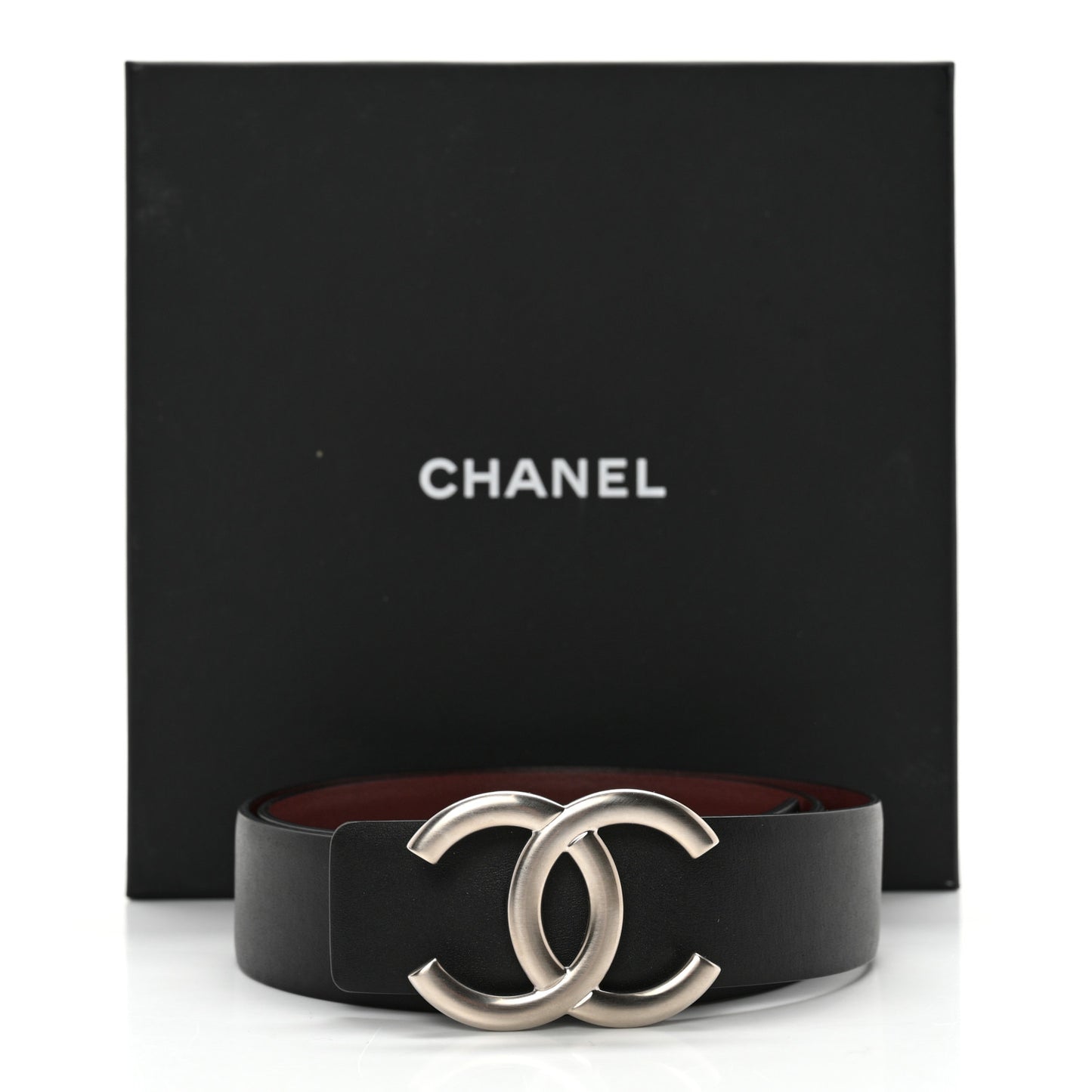 Calfskin CC Reversible Belt 70 Black Burgundy