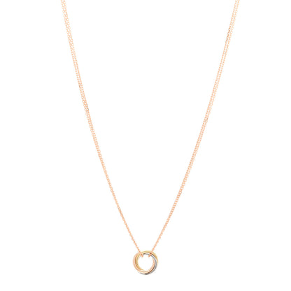 Cartier 18K Pink Yellow White Gold Trinity Double Chain Pendant Necklace 1 of 6