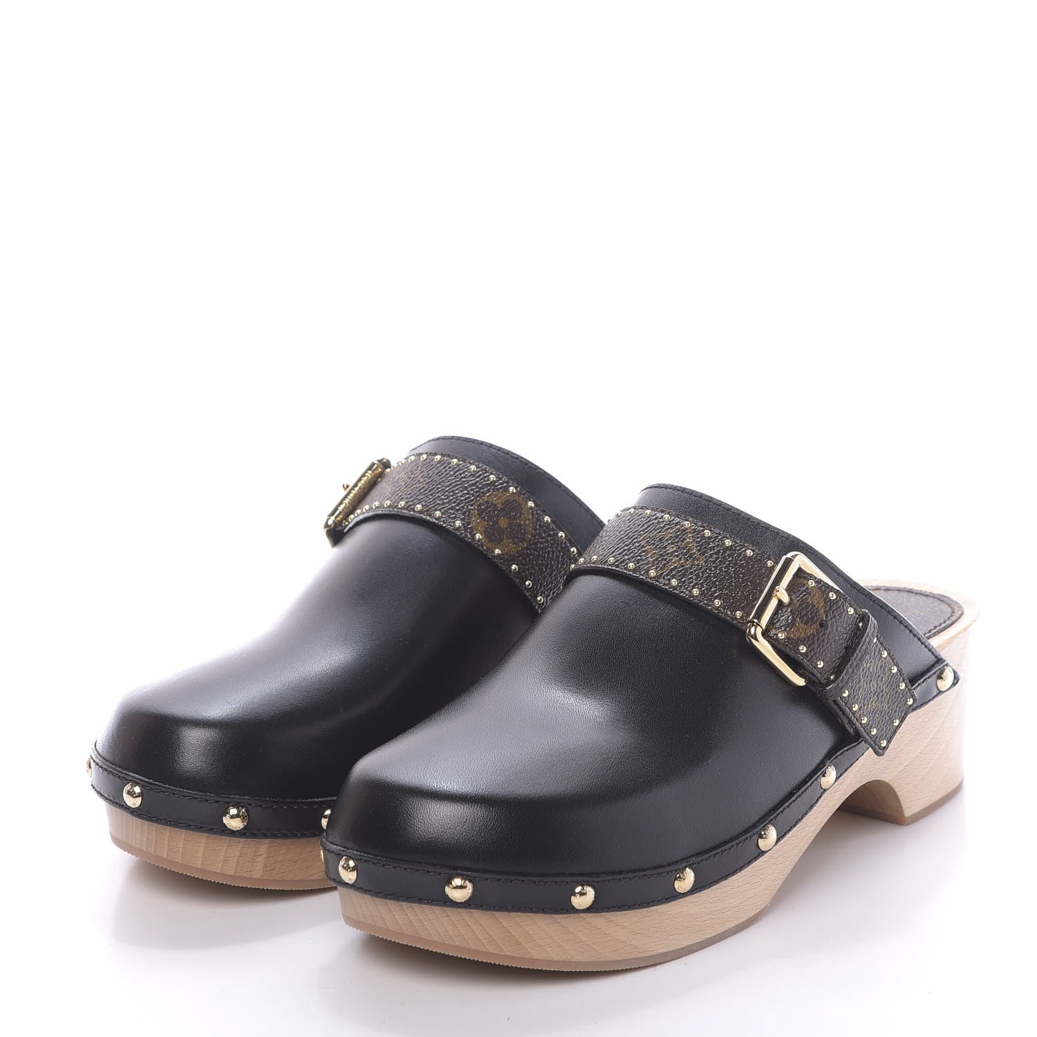 Louis Vuitton Calfskin Patent Monogram Cottage Clog Mules 38.5 Black 3 of 11
