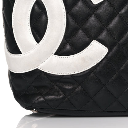 Chanel Calfskin Quilted Medium Cambon Tote Black White 16 of 17