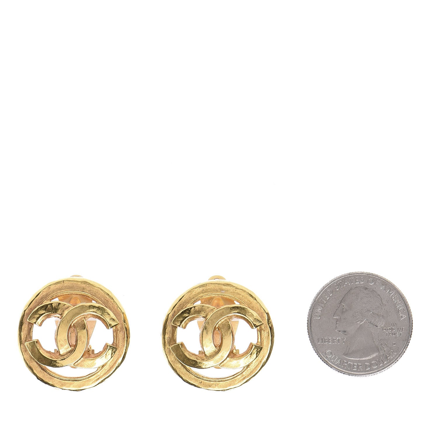 Chanel CC Button Clip On Earrings Gold 2 of 4