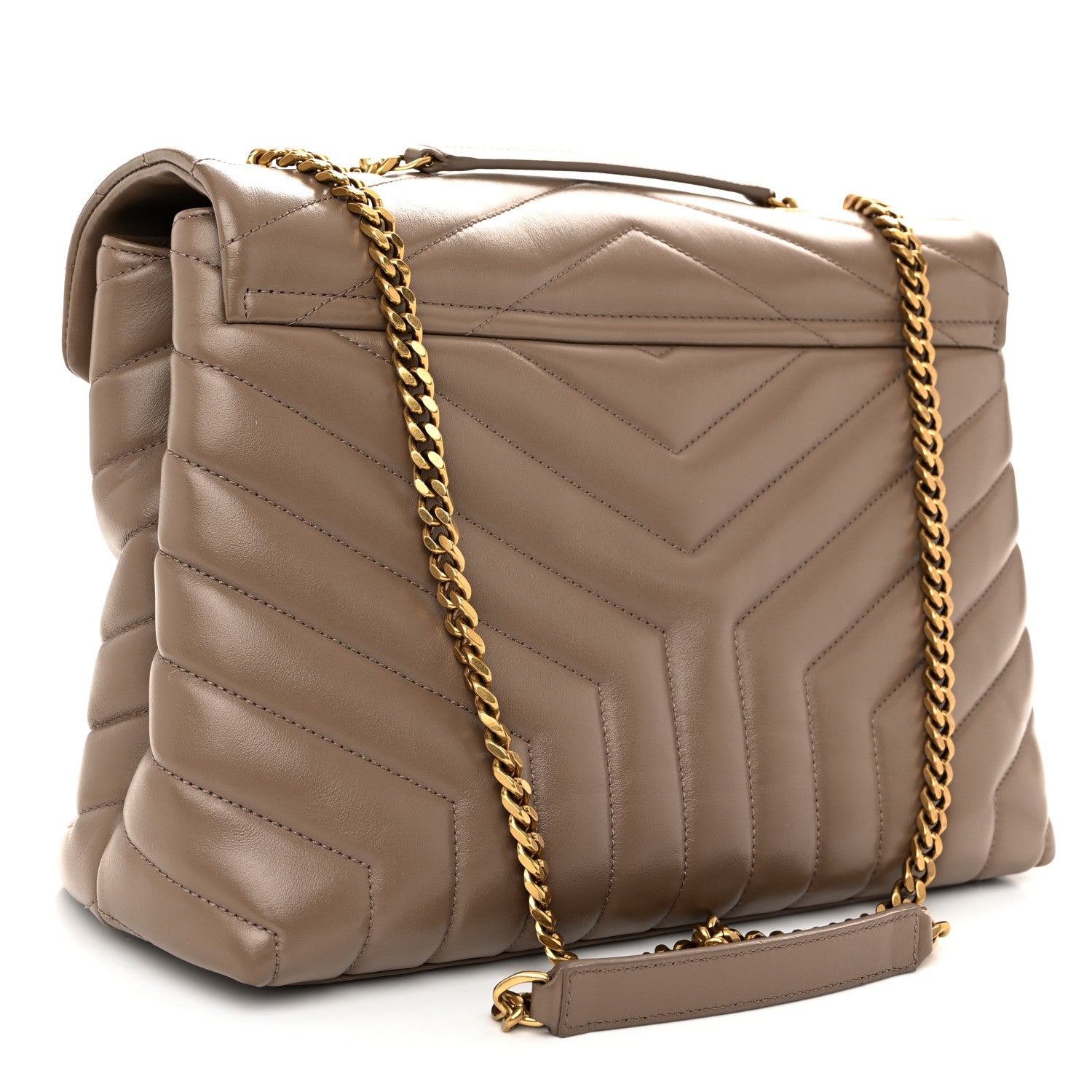 Saint Laurent Calfskin Y Quilted Monogram Medium Loulou Chain Satchel Dark Latte 3 of 11