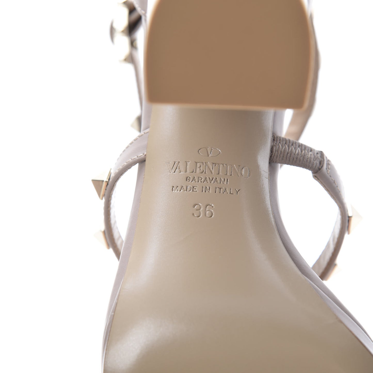 Calfskin Rockstud T-Strap 10/110mm Platform Sandals 36 Poudre