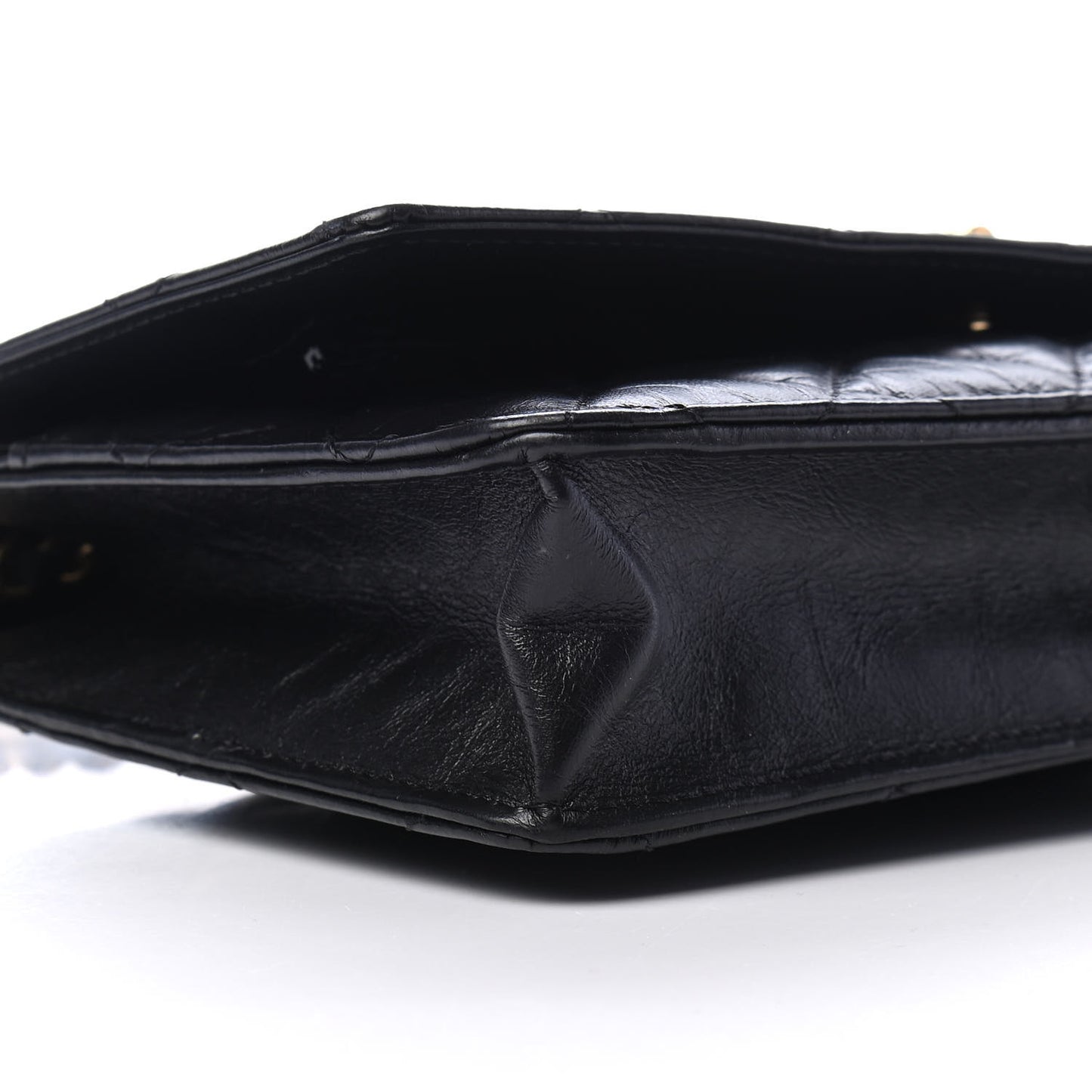Aged Calfskin Quilted Lucky Charms Casino 2.55 Reissue Wallet On Chain WOC Black