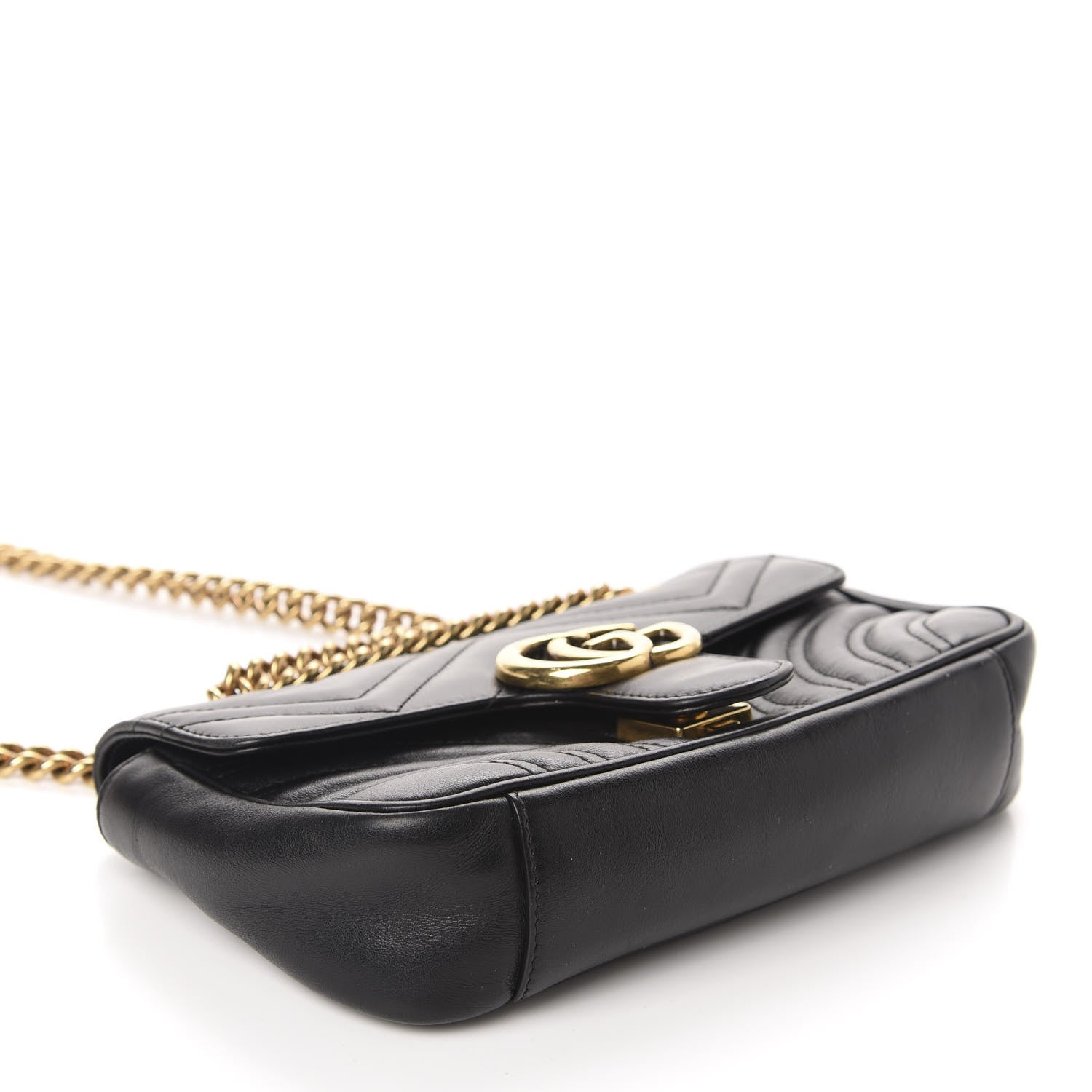 Gucci Calfskin Matelasse Mini GG Marmont Shoulder Bag Black 4 of 17