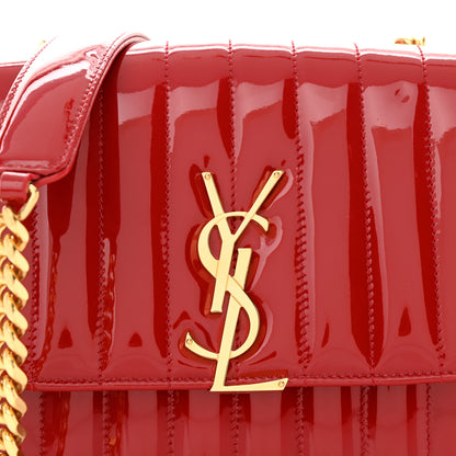 Saint Laurent Patent Calfskin Matelasse Medium Vicky Chain Bag Rouge Eros 8 of 13