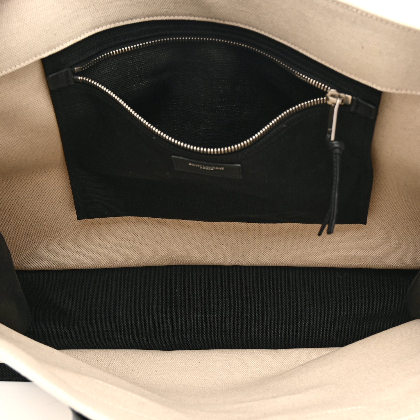 Linen Calfskin Rive Gauche Tote White Black