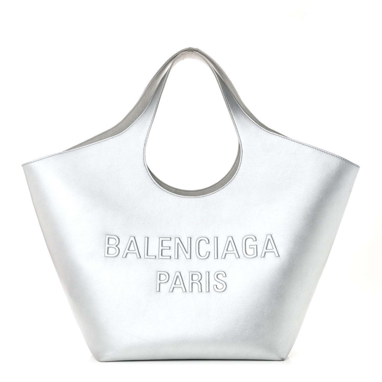 Metallic Calfskin Mary Kate Tote Silver
