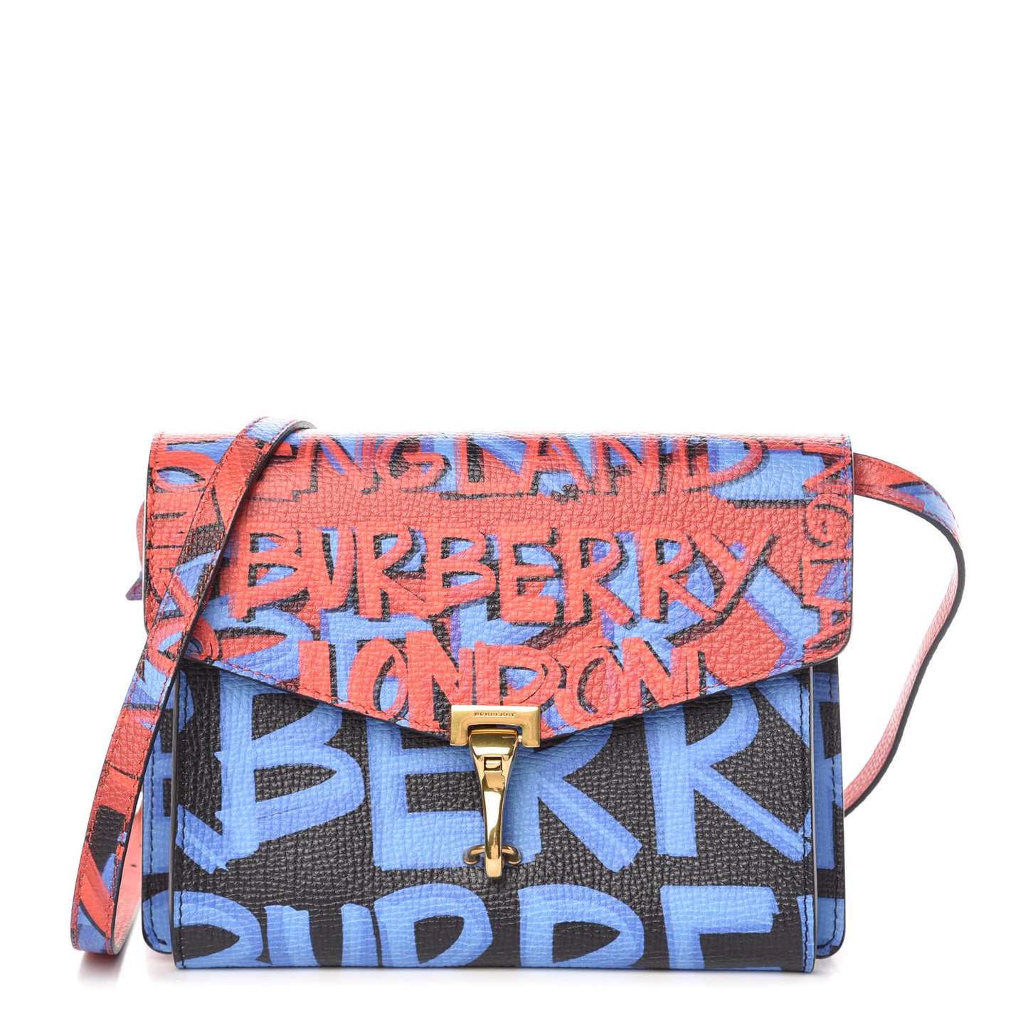 Calfskin Graffiti Print Small Macken Crossbody Bag Black