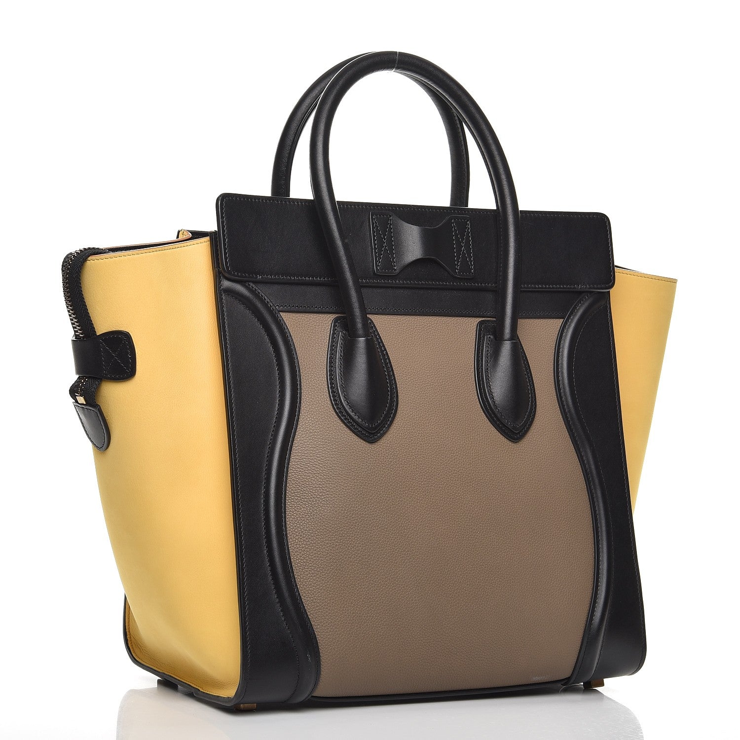 Celine Baby Grained Calfskin Suede Mini Tri-Color Luggage Vanilla 3 of 9