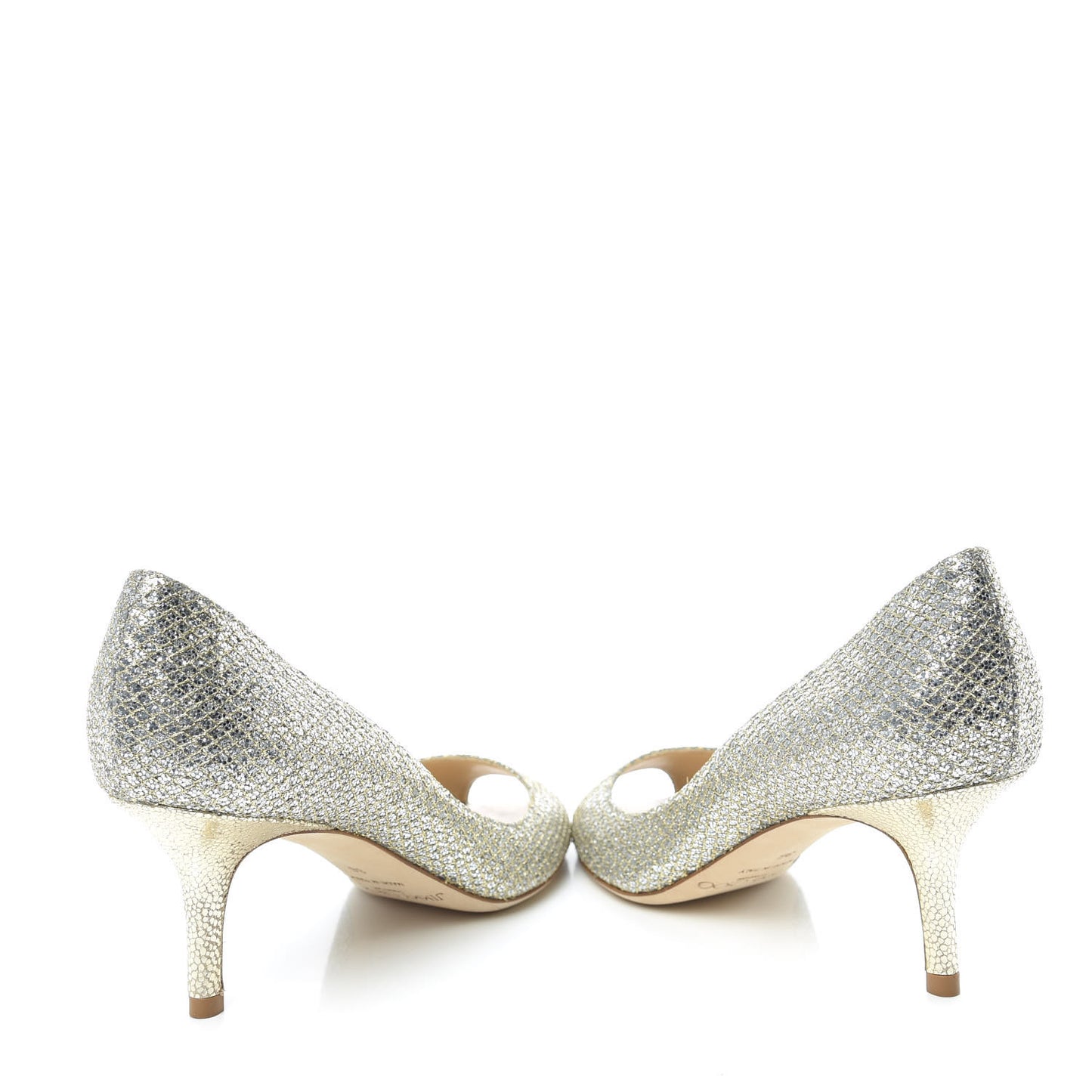 Glitter Fabric Evelyn Peep Toe Pumps 36 Champagne