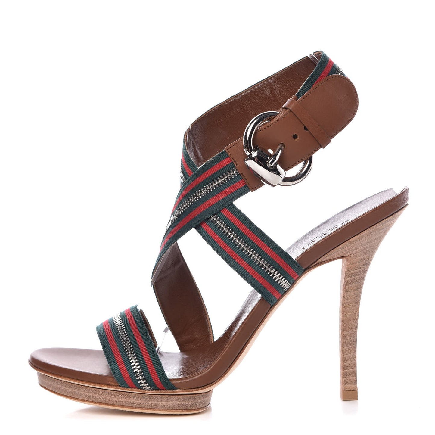 Calfskin Web Zip Lifford Sandals 37.5 Cuir