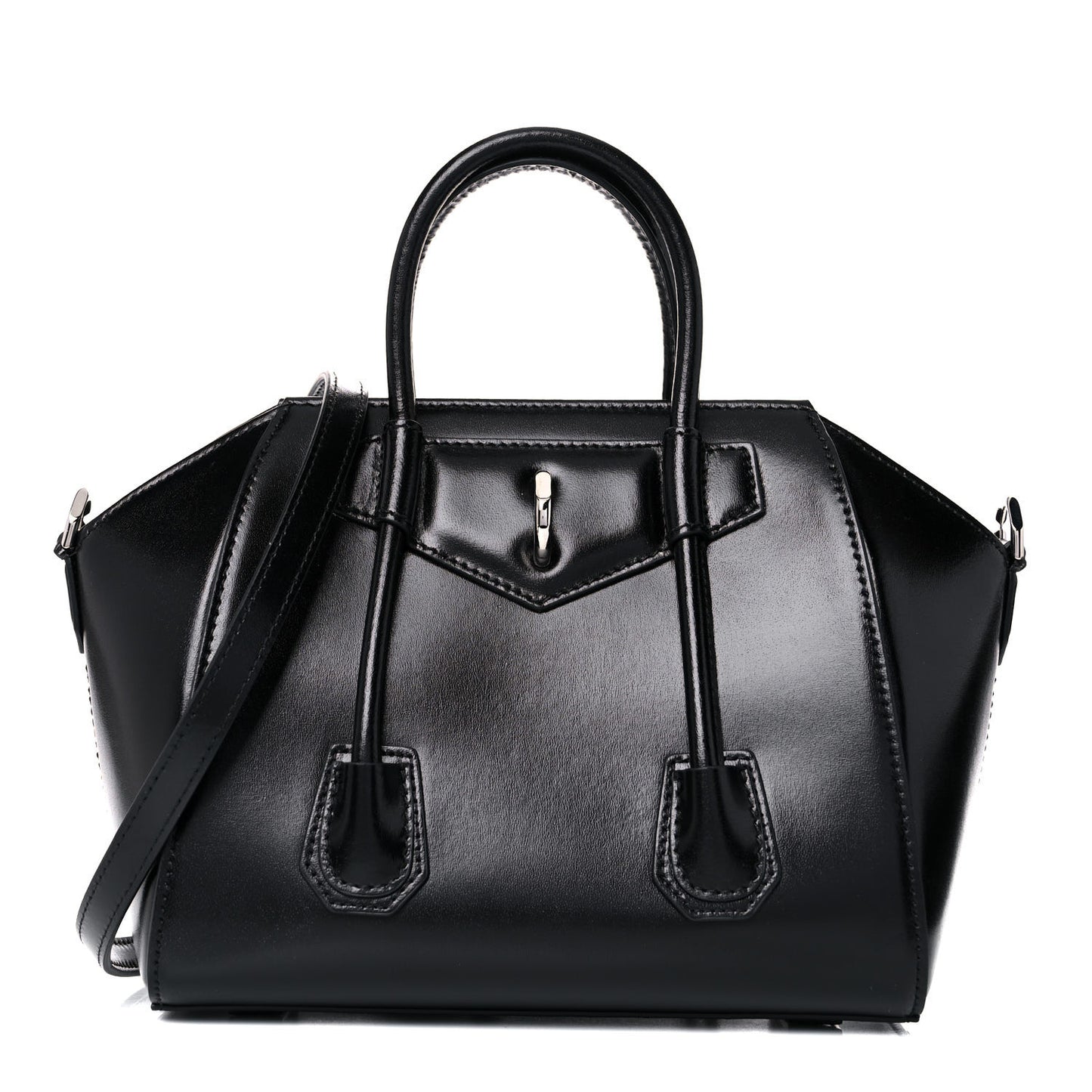 Box Calfskin Mini Lock Antigona Shoulder Bag Black
